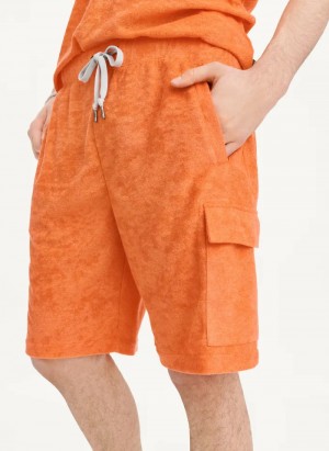 Orange Men's Dkny Toweling Cargo Shorts | 5467YLJIH