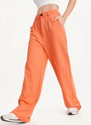 Orange Women's Dkny French Terry Wide Leg Pants | 8037YBQLA