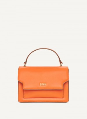 Orange Women's Dkny Millie Leather Top Handle Crossbody Bags | 1405CPZVK