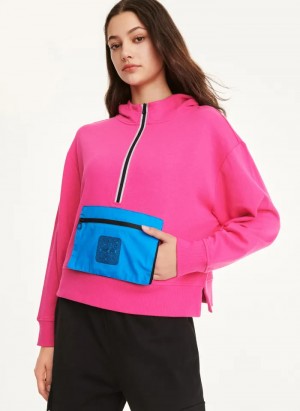 Pink Women's Dkny Cotton French Terry – Bag Kangaroo Pocket Hoodie | 9450XPAQO