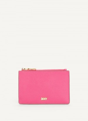 Pink Women's Dkny Sidney Key Card Case | 0976EUNOV