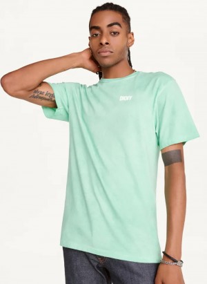 Pistachio Men's Dkny Cold Pigment Dyed T Shirts | 5246TBWZJ