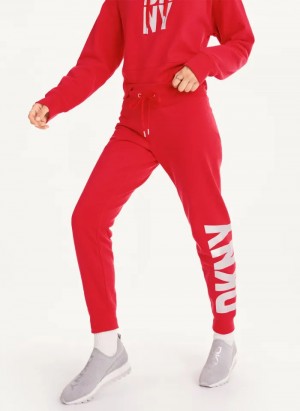 Red Women's Dkny Exploded Logo Jogger Pants | 9302MIPVR