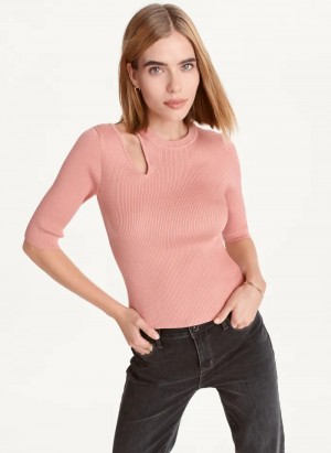 Rouge Blush Women's Dkny Short Sleeve Shoulder Cut Out Sweaters | 8497GNADT