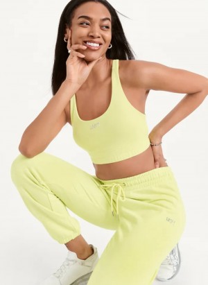 Sunny Lime Women's Dkny Metallic Logo Pants | 7934CYPRS