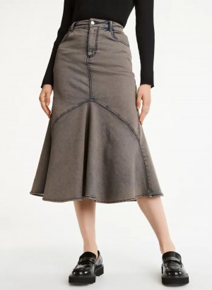 Taupe Women's Dkny Fluted Skirt | 1259TEDYC