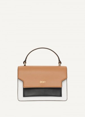 White/Multi Women's Dkny Millie Leather Top Handle Crossbody Bags | 8156TJCZE