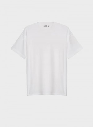 White Men's Dkny Essential T Shirts | 1948ZORPH