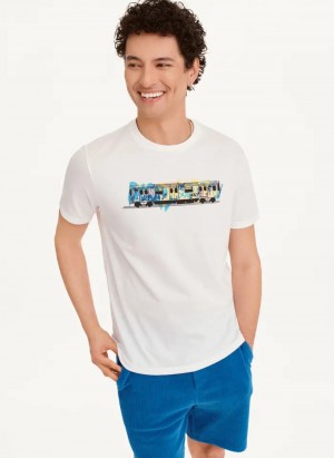 White Men's Dkny Graffiti Subway T Shirts | 0164QACLY