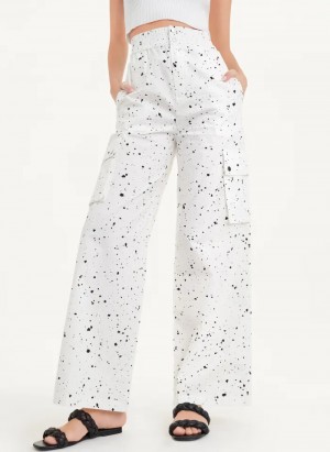 White Multi Women's Dkny Splatter Print Pants | 6507BIZLJ