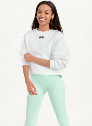 White Women's Dkny Balance Oversized Crewneck Pullover | 2405UETXI