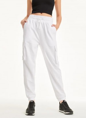 White Women's Dkny Cotton Jersey Cargo Jogger Pants | 9234YIHXF