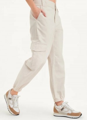 White Women's Dkny Linen Pants | 8623SDWKL