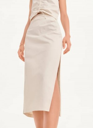 White Women's Dkny Long Skirt | 6058YWKXO