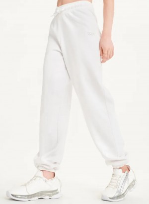 White Women's Dkny Metallic Logo Pants | 2109HWZFI