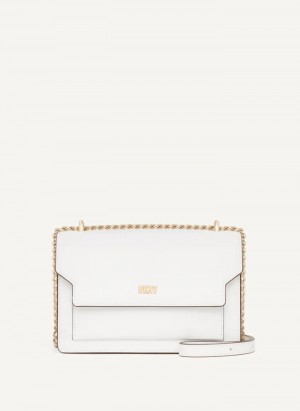 White Women's Dkny Millie Flap Leather Crossbody Bags | 7812RPTGH