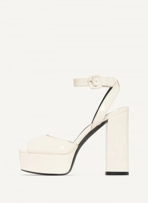 White Women's Dkny Party Platform Sandals | 9348PTRWX