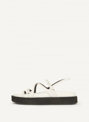 White Women's Dkny Strappy Flat Form Sandals | 2408JKQDL