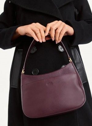 Wine Women's Dkny Medium Shoulder Bag | 7965JTRFK