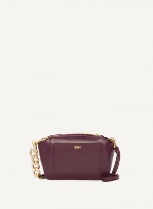 Wine Women's Dkny Mini Dome Crossbody Bags | 6158XKLBP