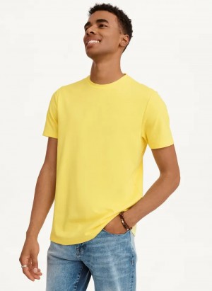 Yellow Men's Dkny Cotton Poly Pique T Shirts | 8396NFBVW