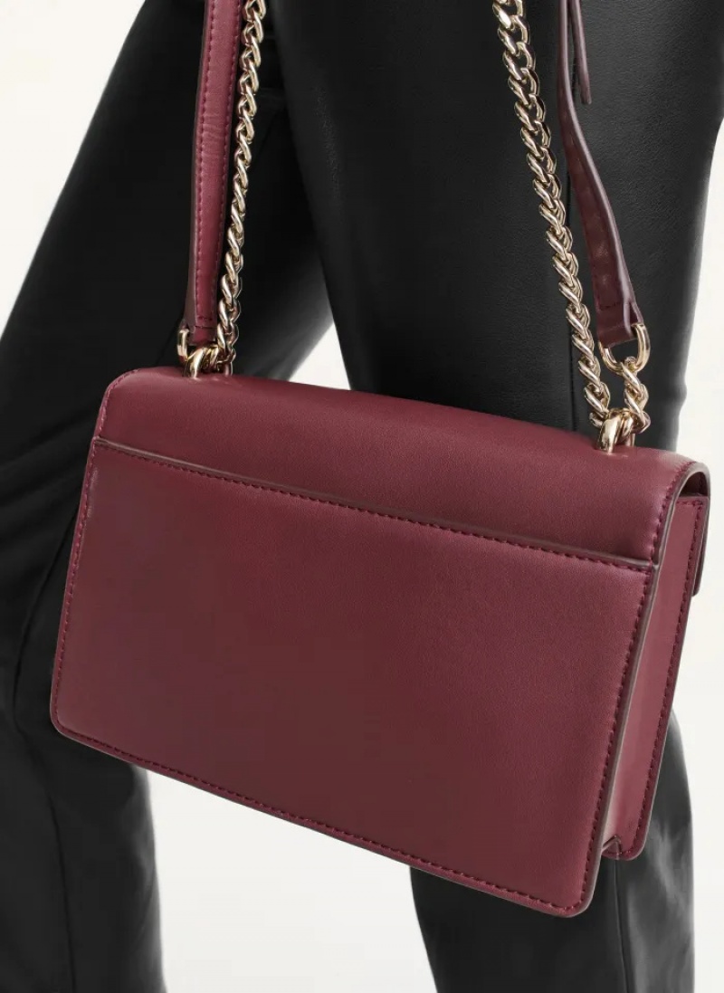 Aged Wine Women's Dkny Millie Flap Leather Crossbody Bags | 1649QEAVZ