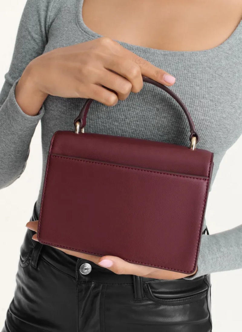 Aged Wine Women's Dkny Millie Leather Top Handle Crossbody Bags | 5169BVKCW