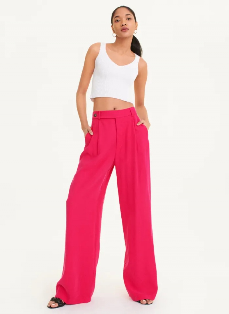 Amalfi Pink Women's Dkny Frosted Twill Pants | 3894KDFHE