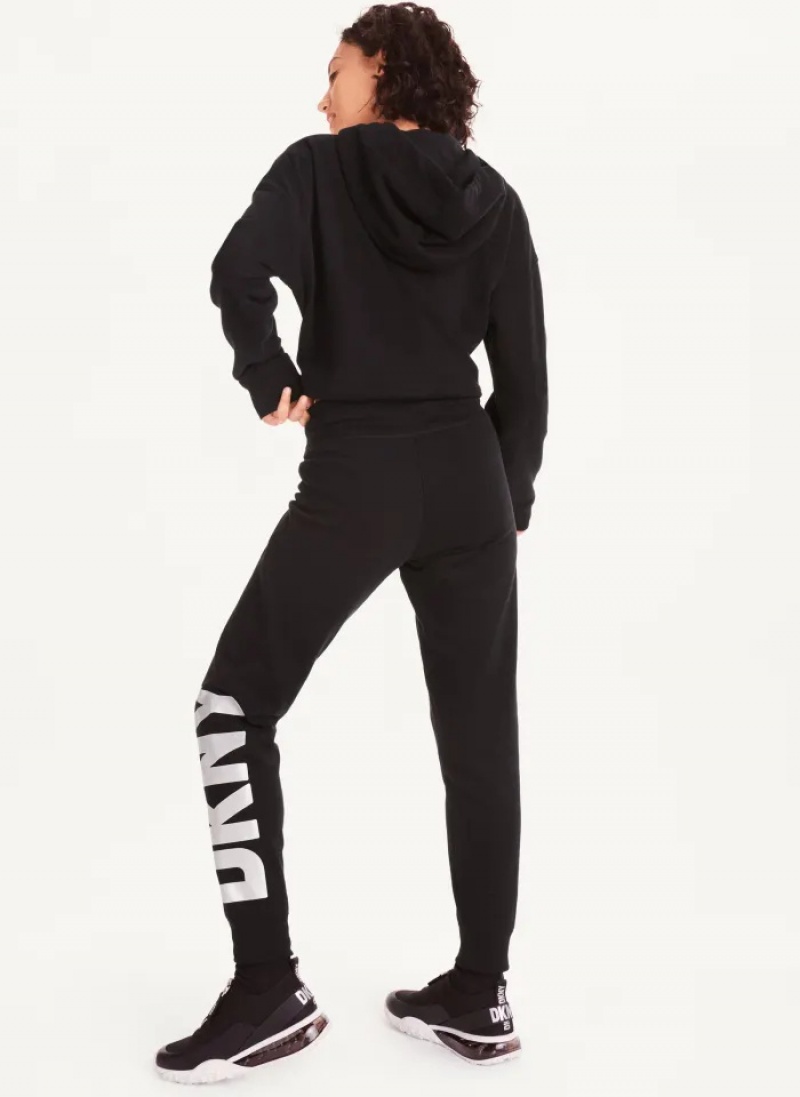 Black/Silver Women's Dkny Exploded Logo Jogger Pants | 6247HRKDE