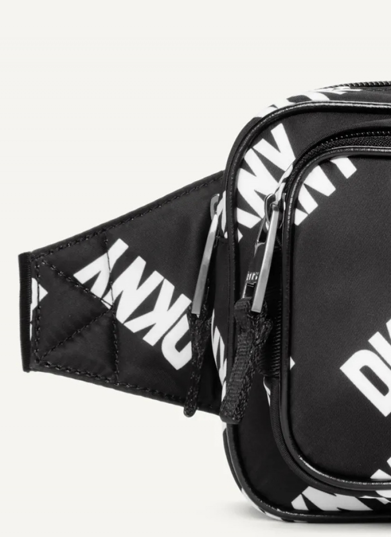 Black/White Men's Dkny All Over Logo Belt Bags | 9053AIPDM