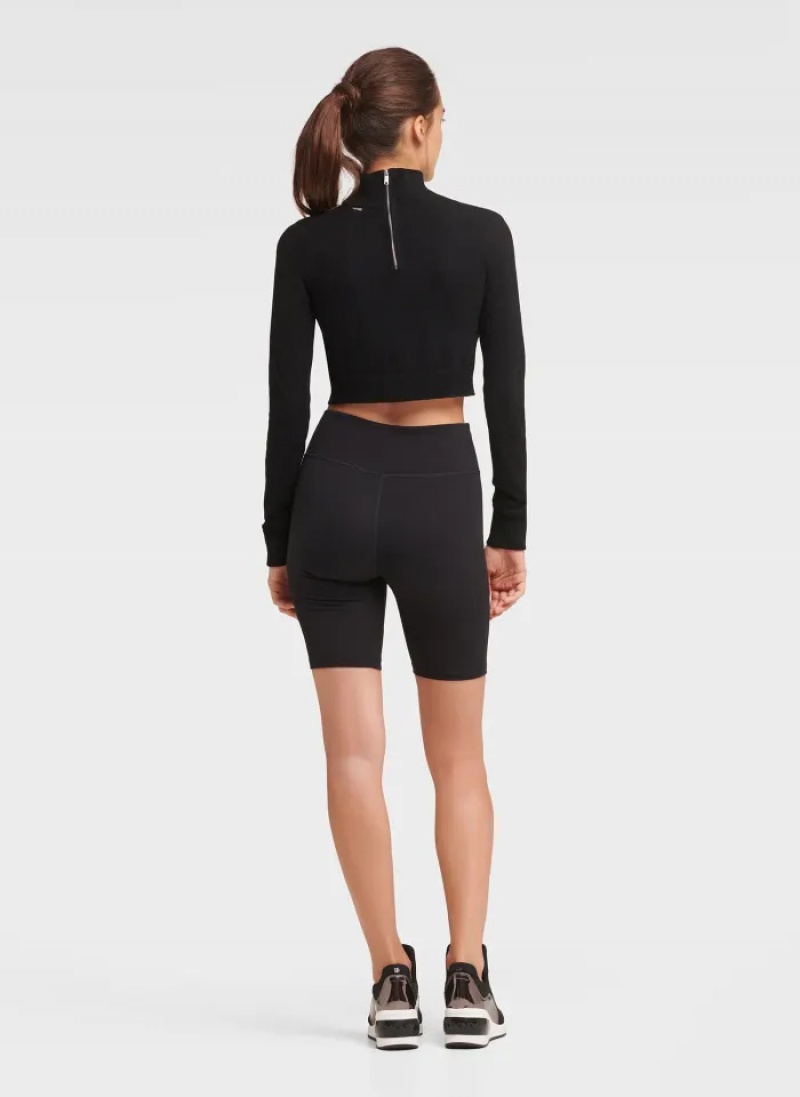 Black/White Women's Dkny Track Logo Bike Shorts | 8974BAYPK