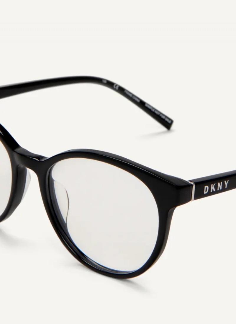 Black Accessories Dkny Round Glasses | 7043OCFMU