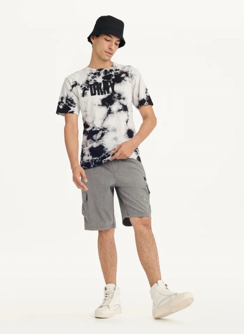 Black Men's Dkny Cloud Wash Logo T Shirts | 7984MDKWG