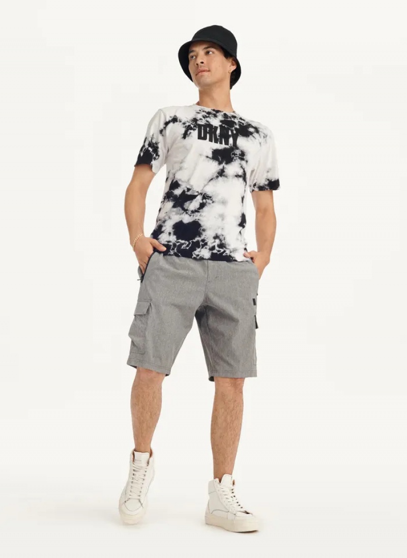 Black Men's Dkny Cloud Wash Logo T Shirts | 7984MDKWG