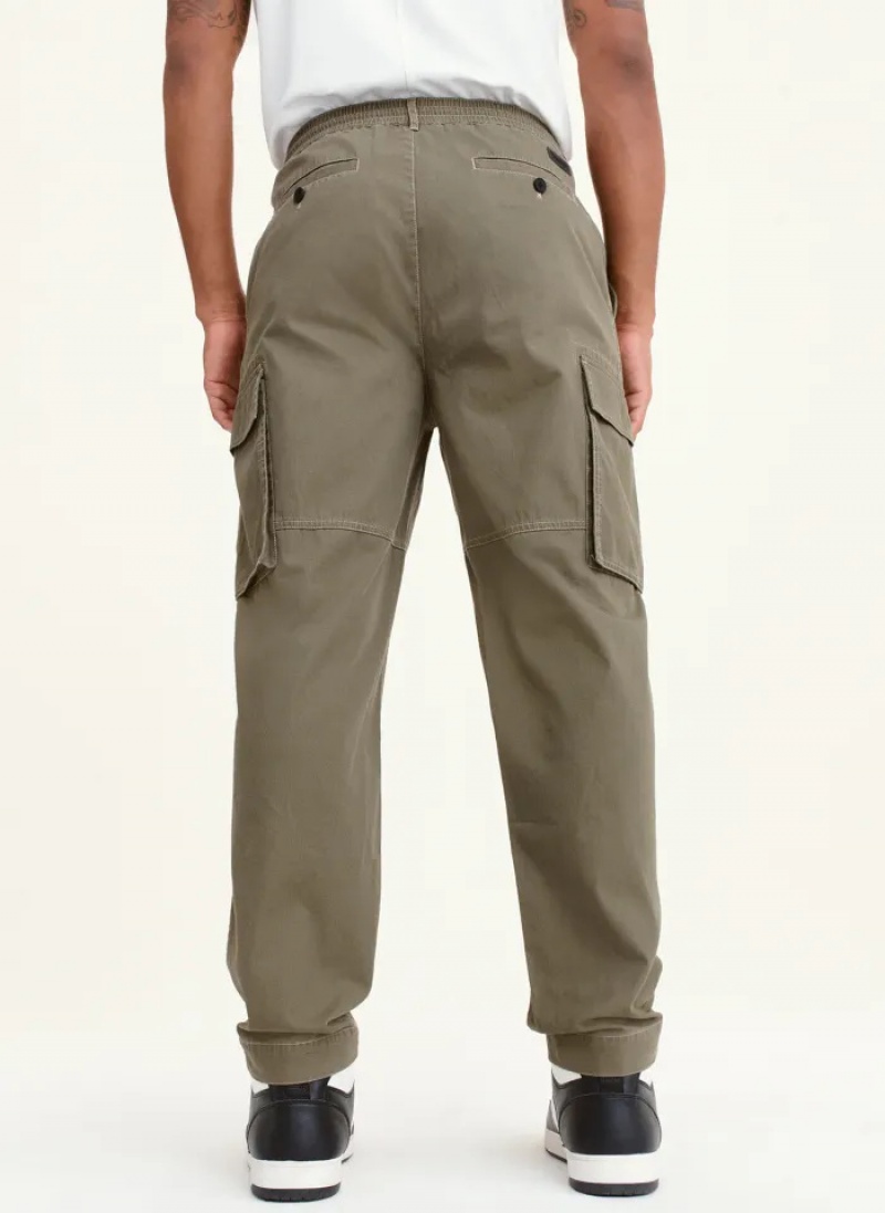 Black Men's Dkny Contrast Stitch Cargo Pants | 4370JASRT