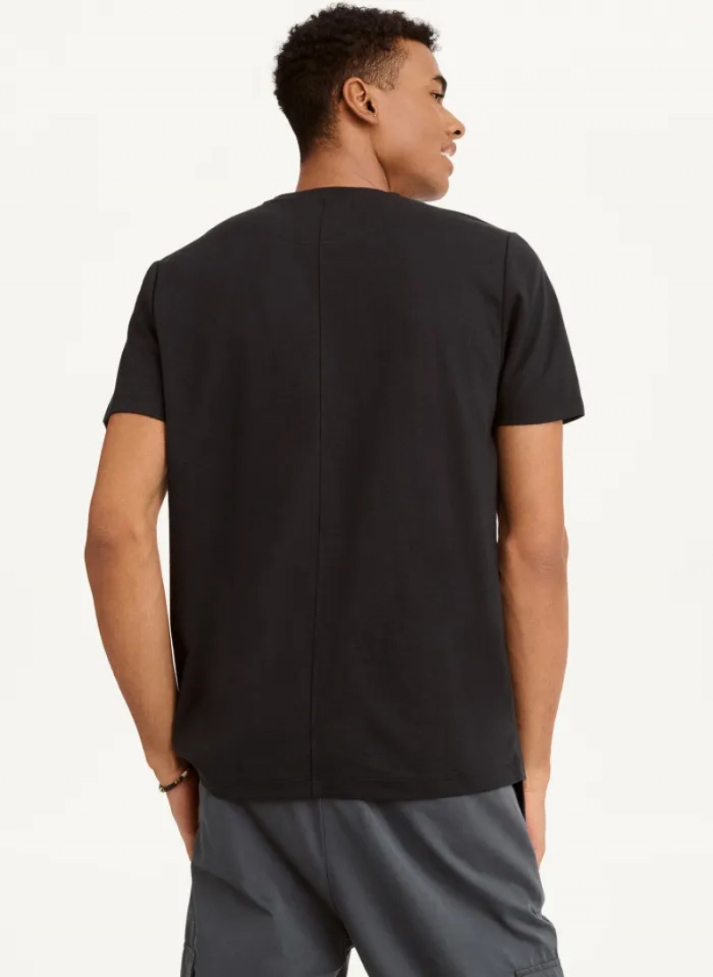 Black Men's Dkny Cotton Poly Pique T Shirts | 7024RUCVT