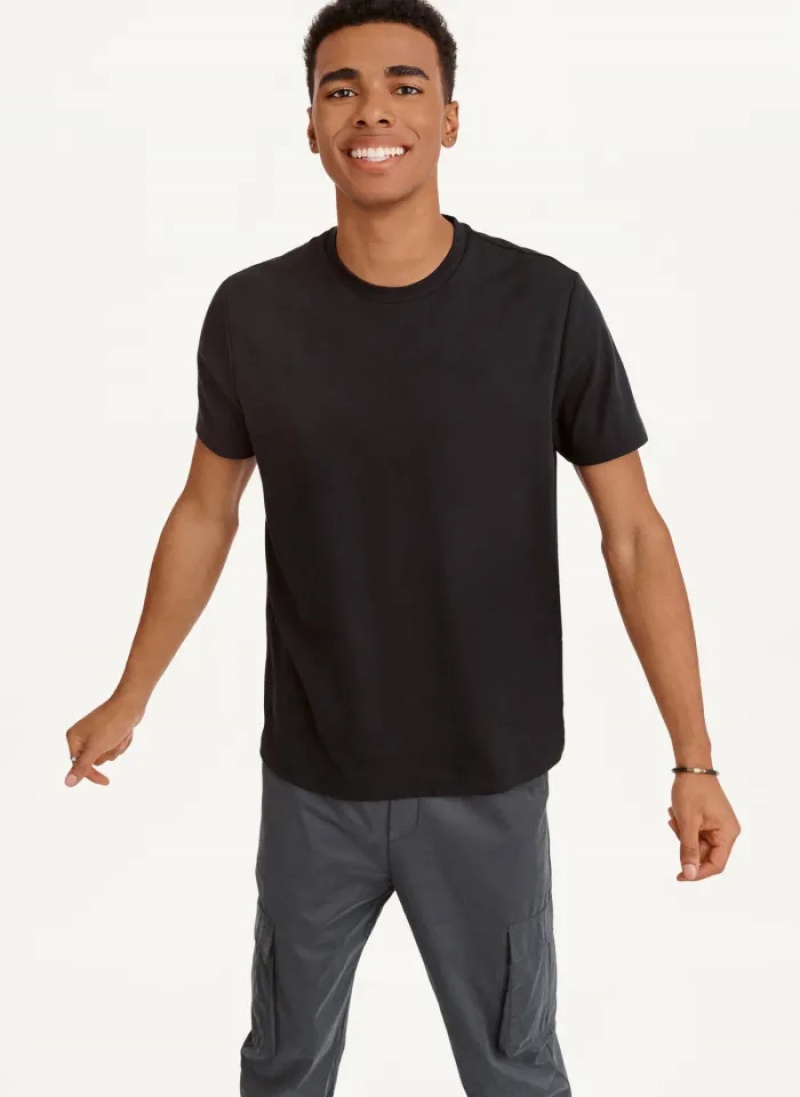 Black Men\'s Dkny Cotton Poly Pique T Shirts | 7024RUCVT