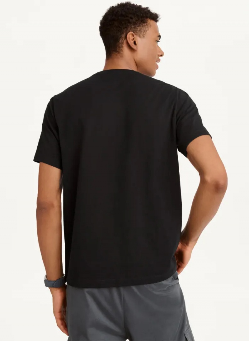 Black Men's Dkny Debossed Logo T Shirts | 2469QDIFV