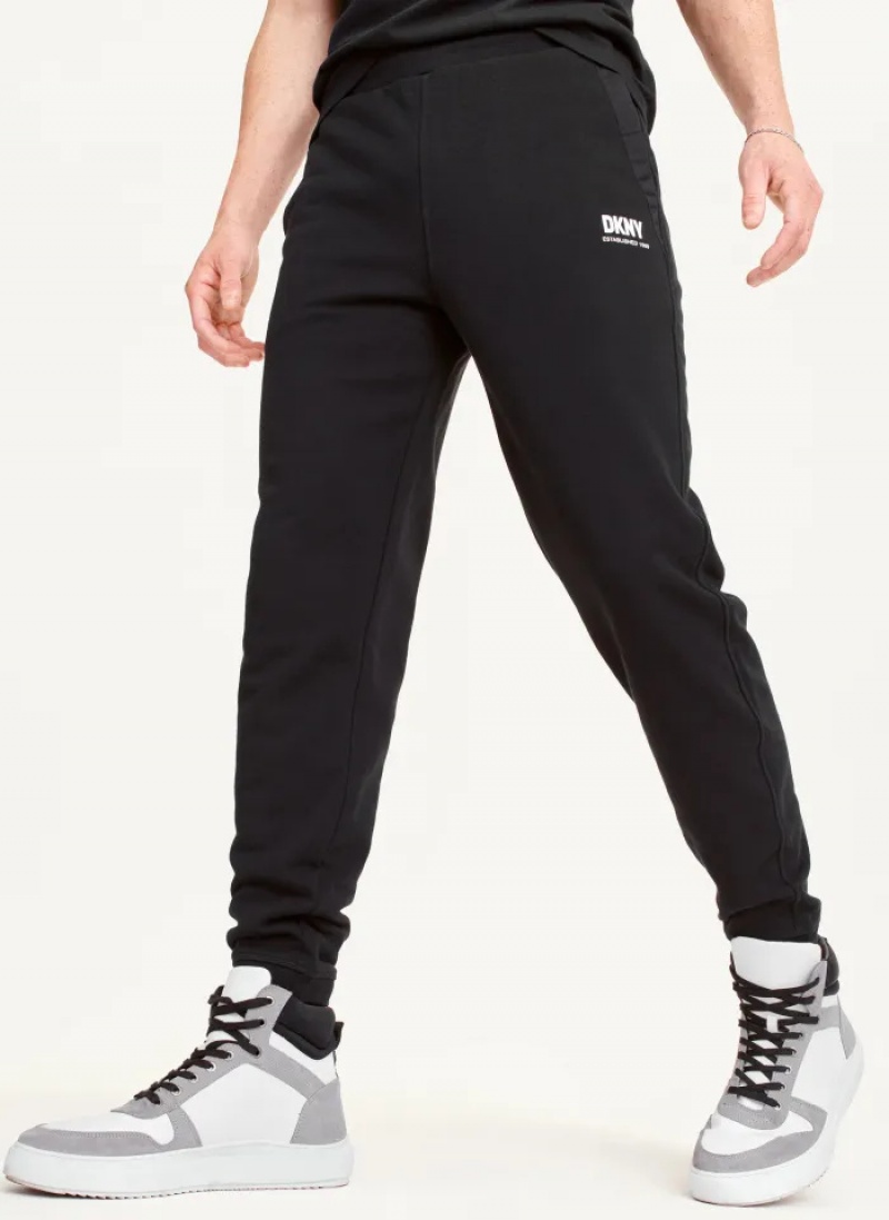 Black Men\'s Dkny French Terry Pants | 6720GAQOR