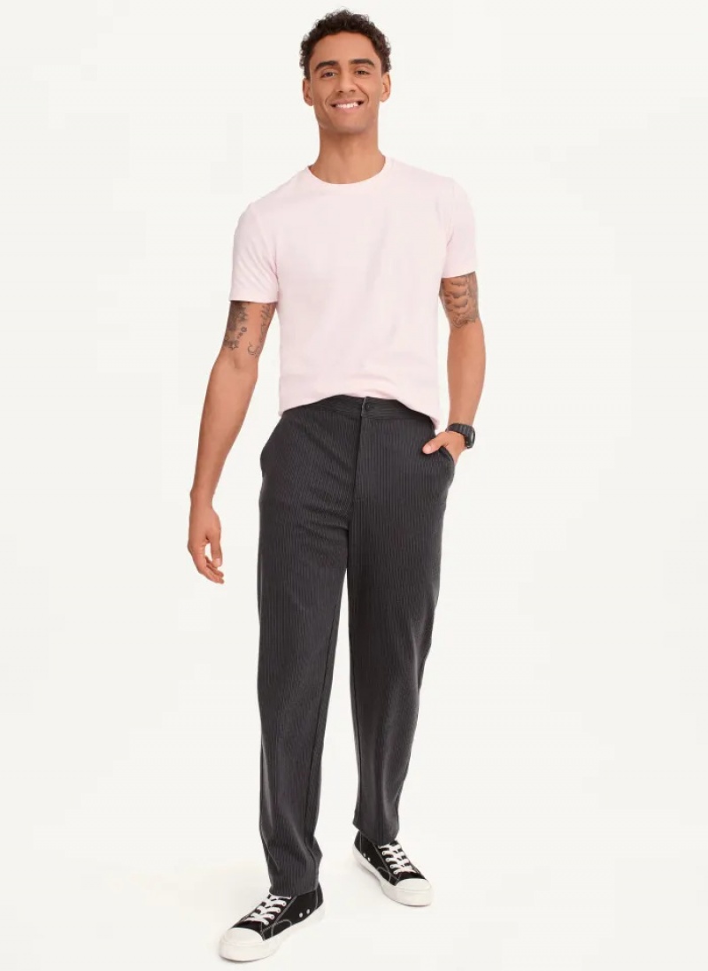 Black Men's Dkny Knit Texture Pants | 9056KLSOF