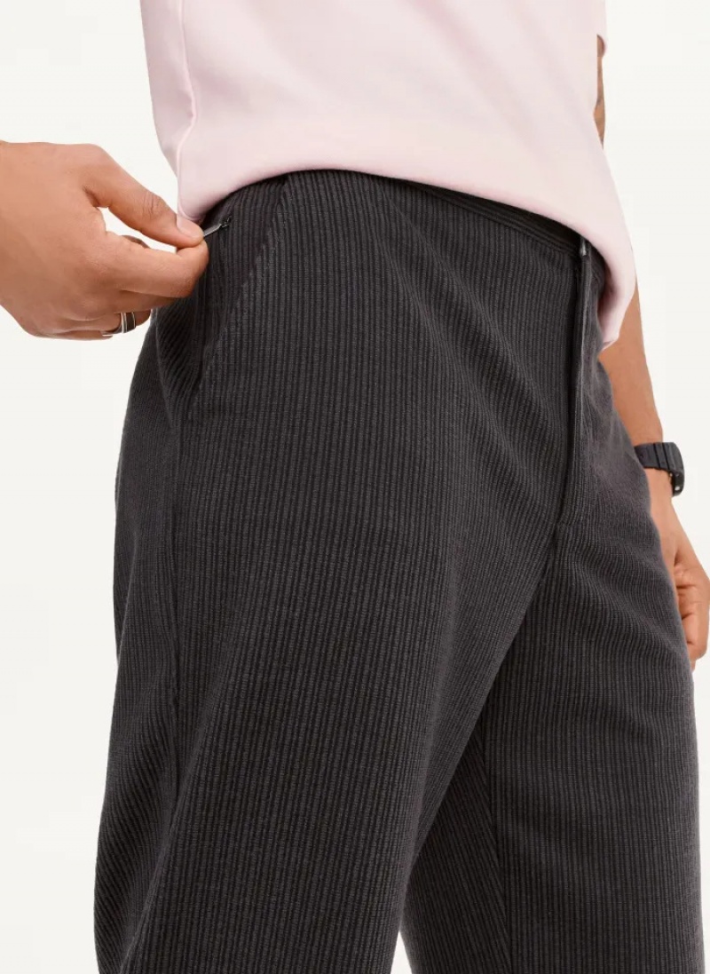 Black Men's Dkny Knit Texture Pants | 9056KLSOF