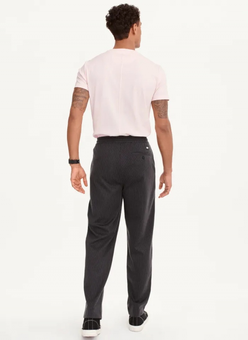 Black Men's Dkny Knit Texture Pants | 9056KLSOF