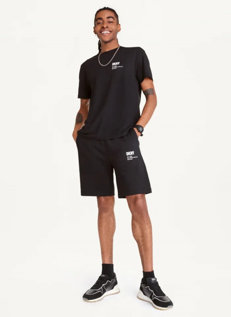 Black Men's Dkny Left Chest Logo T Shirts | 8457QNZGK