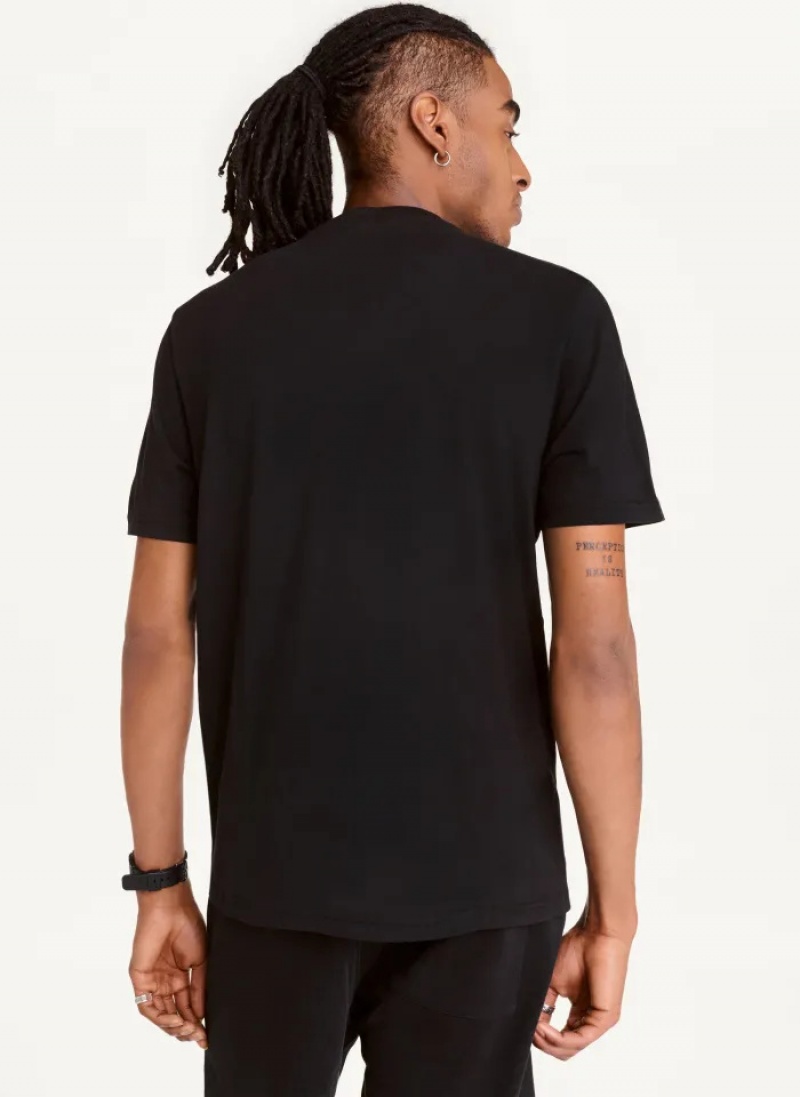 Black Men's Dkny Left Chest Logo T Shirts | 8457QNZGK