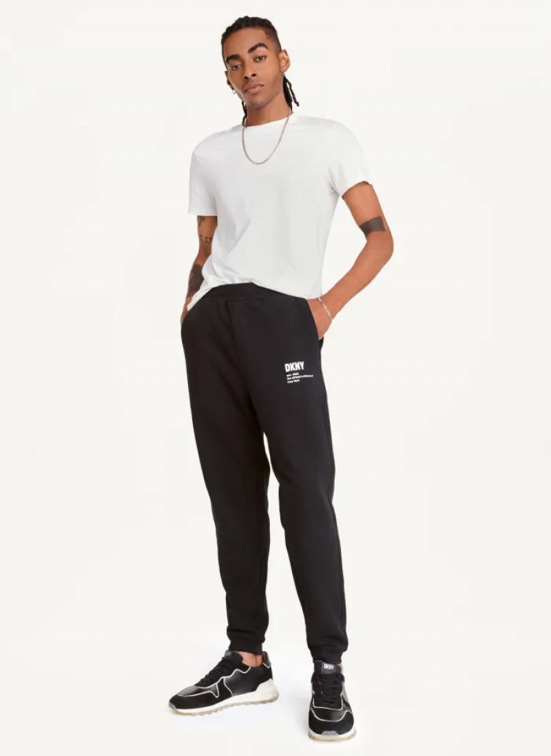 Black Men's Dkny Logo Pants | 3917NYLMJ