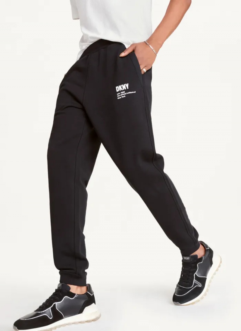 Black Men's Dkny Logo Pants | 3917NYLMJ