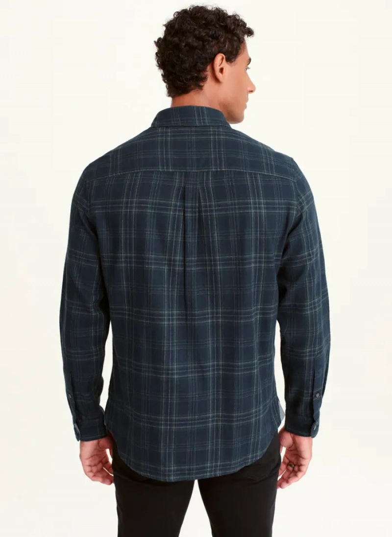 Black Men's Dkny Long Sleeve Norwich Plaid Shirts | 8034WUKMB