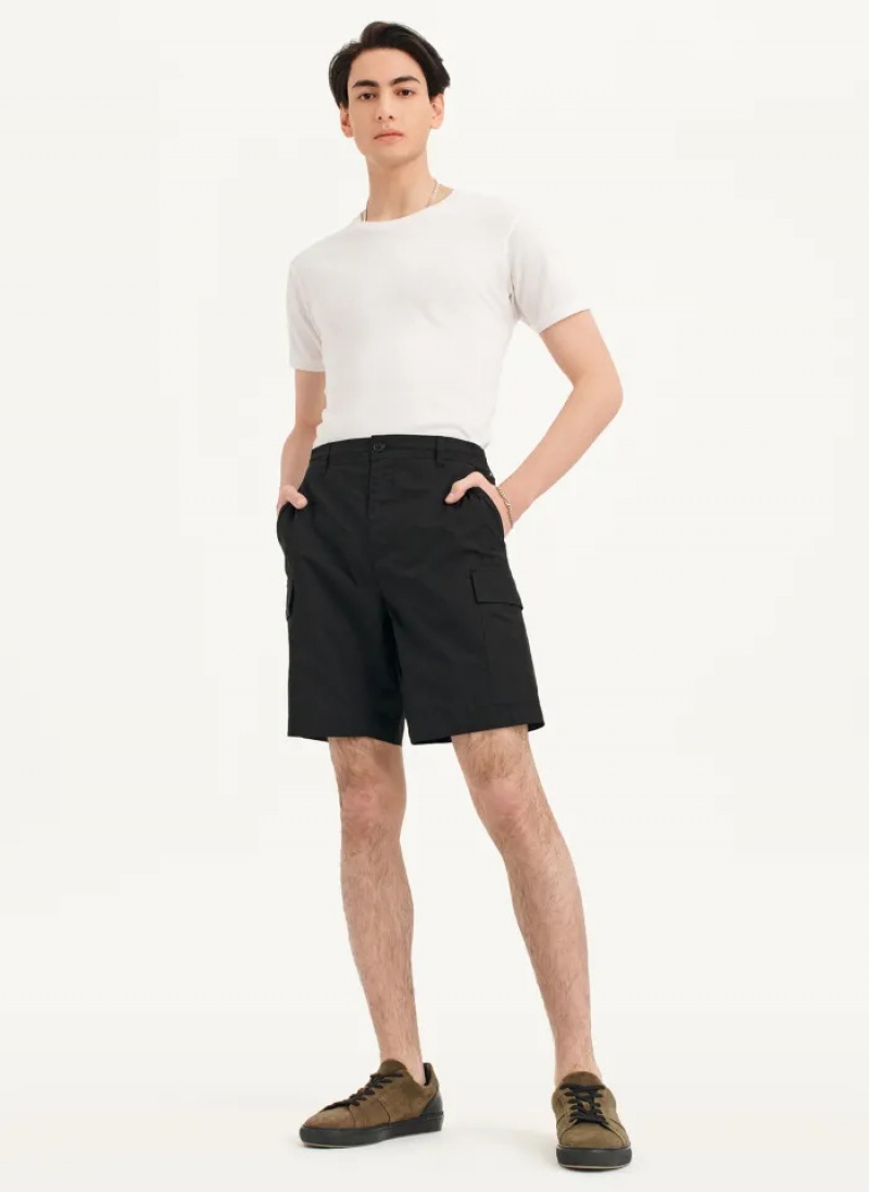 Black Men's Dkny Poplin Cargo Shorts | 1539CMVHN