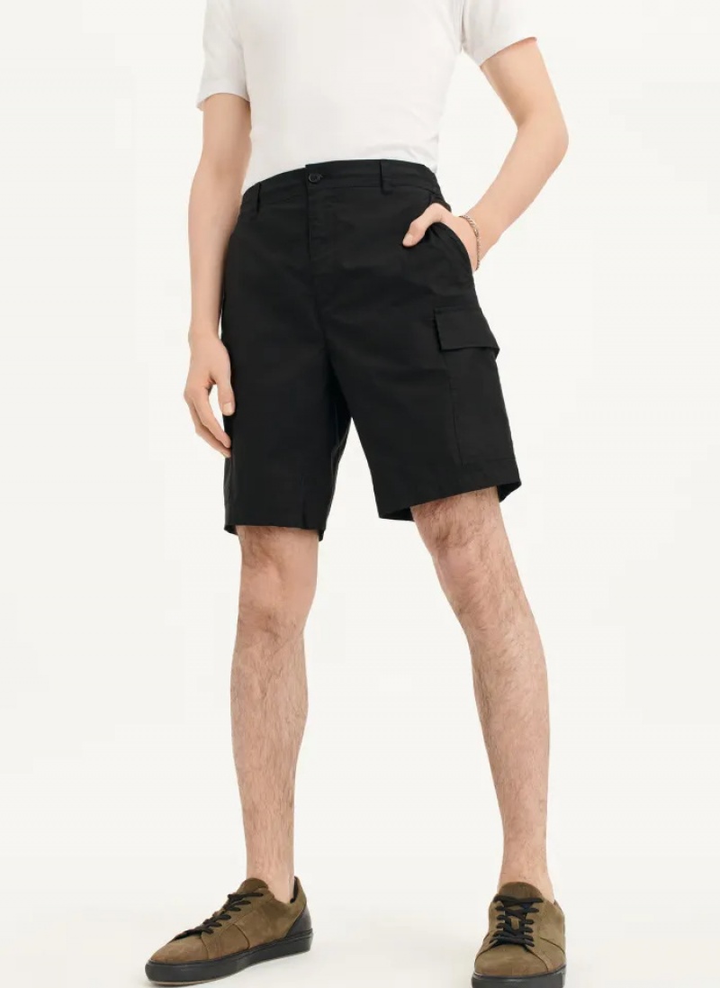 Black Men's Dkny Poplin Cargo Shorts | 1539CMVHN