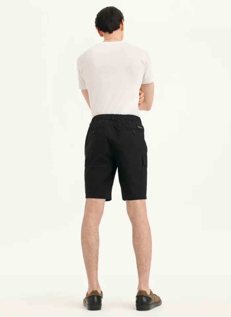 Black Men's Dkny Poplin Cargo Shorts | 1539CMVHN